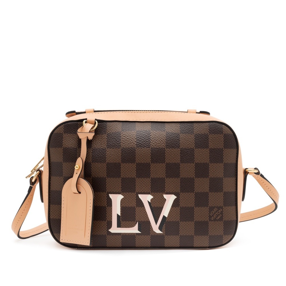 Louis Vuitton Brown Damier Ebene Canvas and Pink Leather Santa Monica Bag
